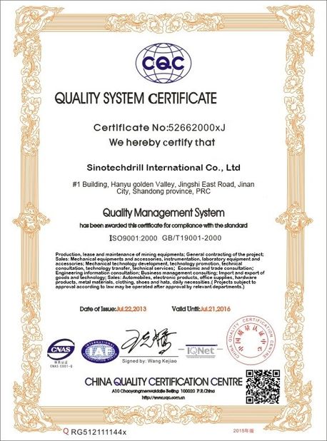 Китай Sinotechdrill International Co., Ltd Сертификаты